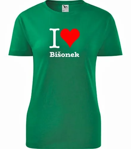 Zelené dámské tričko I love Bišonek