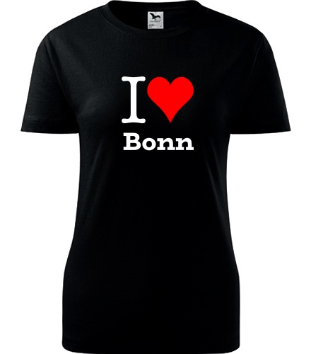 Černé dámské tričko I love Bonn