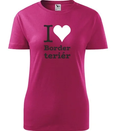 trička s potiskem Purpurové dámské tričko I love Border teriér
