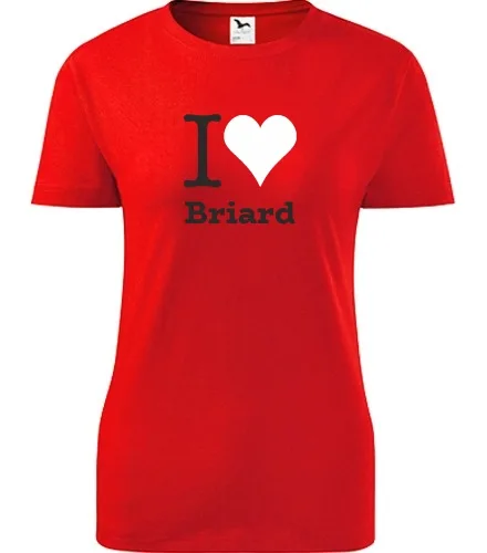 Červené dámské tričko I love Briard