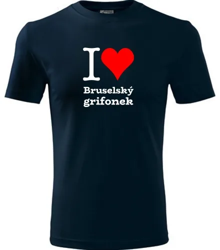 Tmavě modré tričko I love Bruselský grifonek