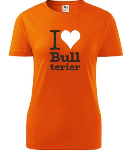 Oranžové dámské tričko I love Bullterier