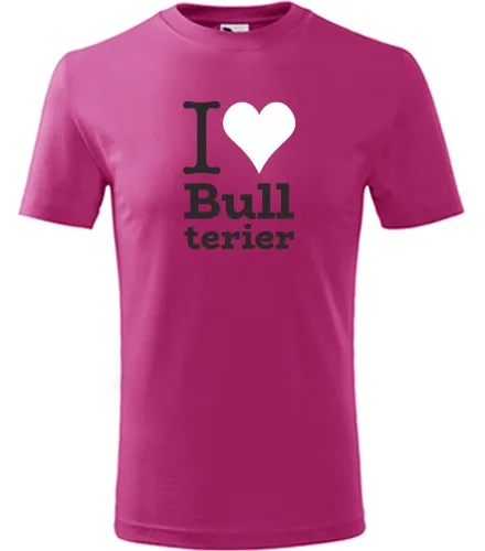 Purpurové dětské tričko I love Bullterier