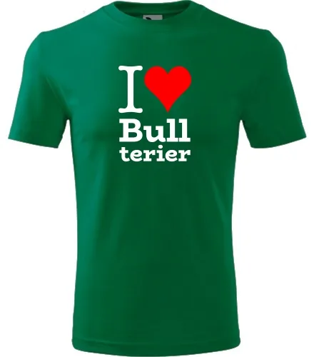 Zelené dětské tričko I love Bullterier