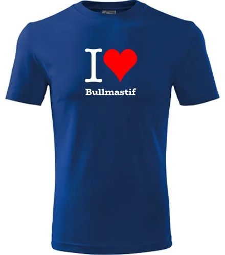 Modré dětské tričko I love Bullmastif