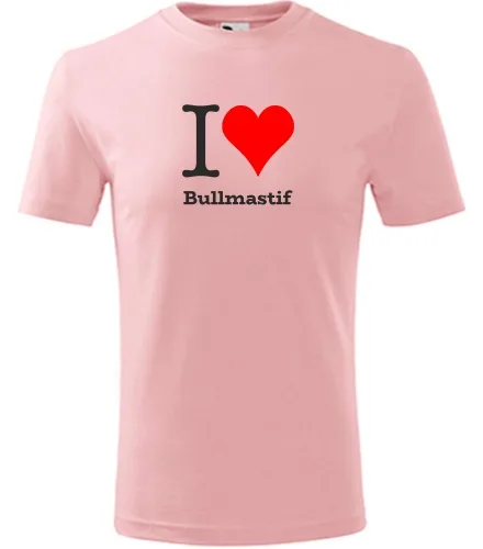 Růžové dětské tričko I love Bullmastif