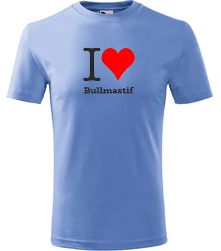 Světle modré dětské tričko I love Bullmastif