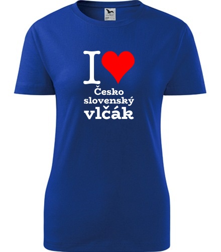 Modré dámské tričko I love Československý vlčák