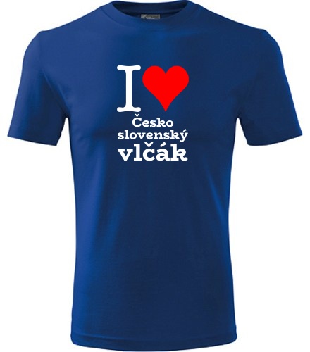 Modré dětské tričko I love Československý vlčák