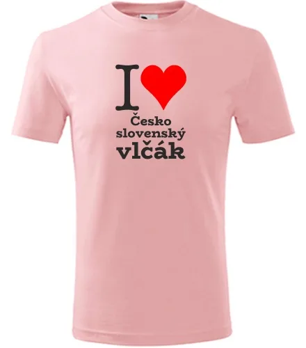 Růžové dětské tričko I love Československý vlčák
