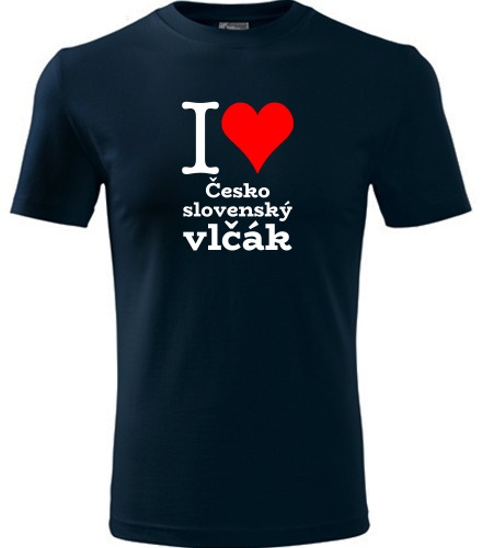 Tmavě modré dětské tričko I love Československý vlčák