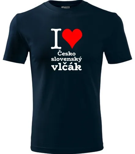 Tmavě modré tričko I love Československý vlčák