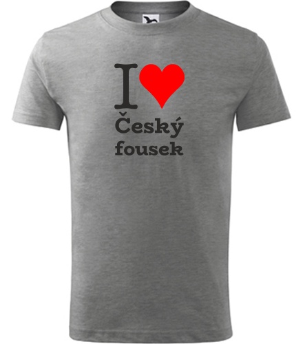 Šedé dětské tričko I love Český fousek