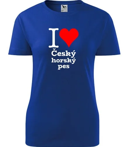 Modré dámské tričko I love Český horský pes