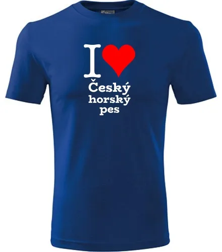 Modré dětské tričko I love Český horský pes
