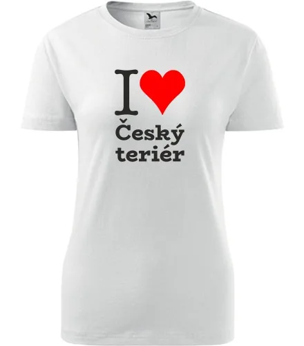 Bílé dámské tričko I love Český teriér