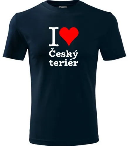 Tmavě modré dětské tričko I love Český teriér