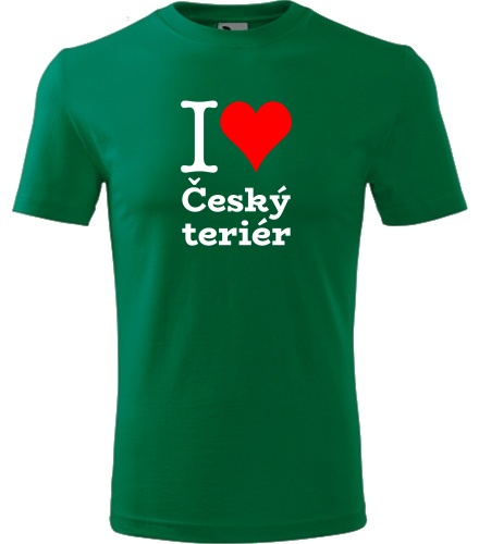 Zelené dětské tričko I love Český teriér