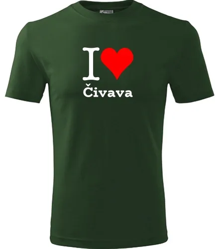 Lahvově zelené tričko I love Čivava
