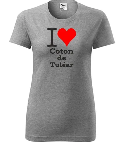 Šedé dámské tričko I love Coton de Tuléar