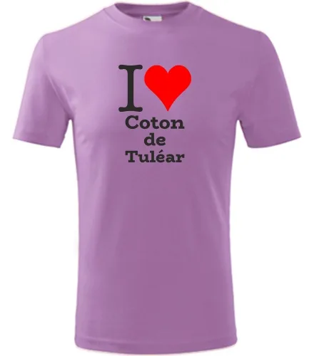 Fialové dětské tričko I love Coton de Tuléar