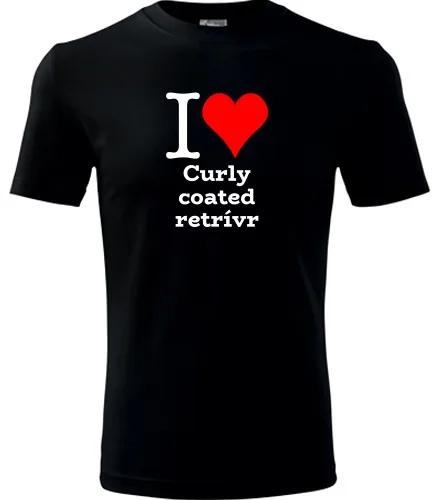 Černé dětské tričko I love Curly coated retrívr