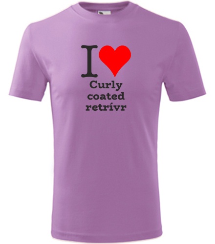 Fialové dětské tričko I love Curly coated retrívr