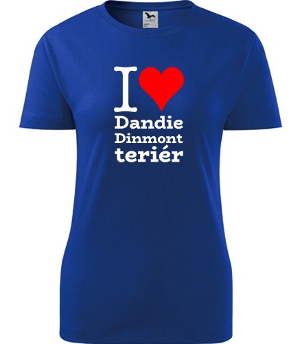 Modré dámské tričko I love Dandie Dinmont teriér
