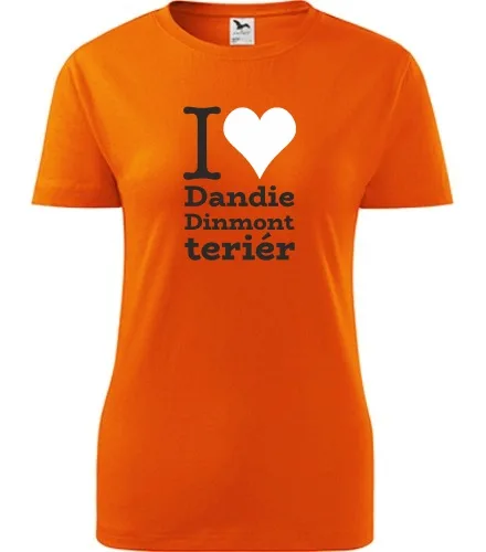 Oranžové dámské tričko I love Dandie Dinmont teriér