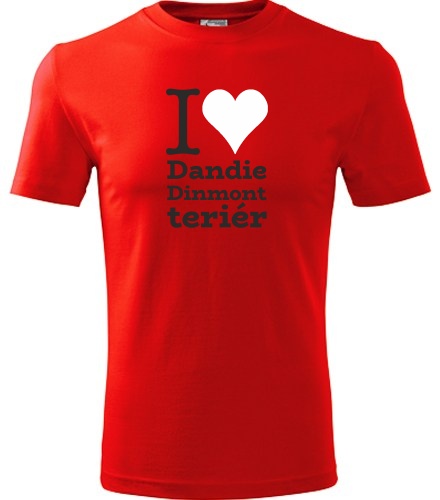 Červené dětské tričko I love Dandie Dinmont teriér
