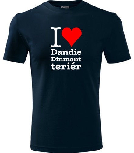 Tmavě modré dětské tričko I love Dandie Dinmont teriér
