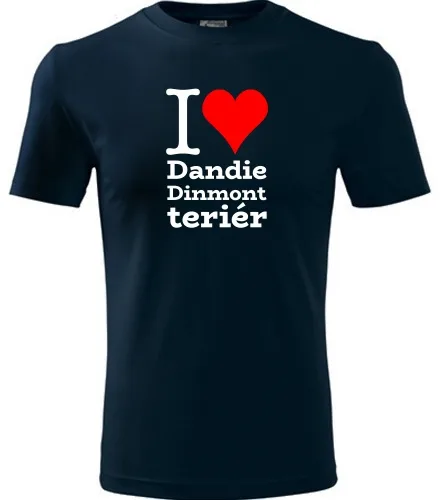Tmavě modré dětské tričko I love Dandie Dinmont teriér
