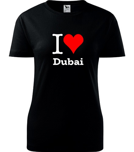 Černé dámské tričko I love Dubai