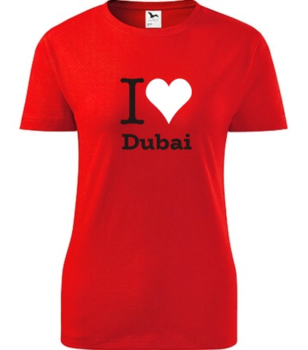 Červené dámské tričko I love Dubai