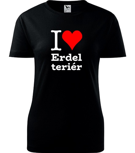 Černé dámské tričko I love Erdel teriér
