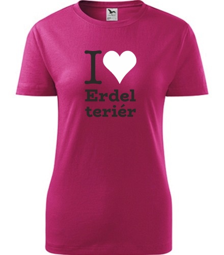 Purpurové dámské tričko I love Erdel teriér
