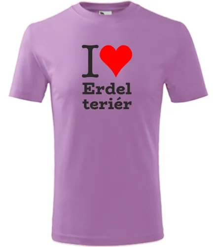 Fialové dětské tričko I love Erdel teriér