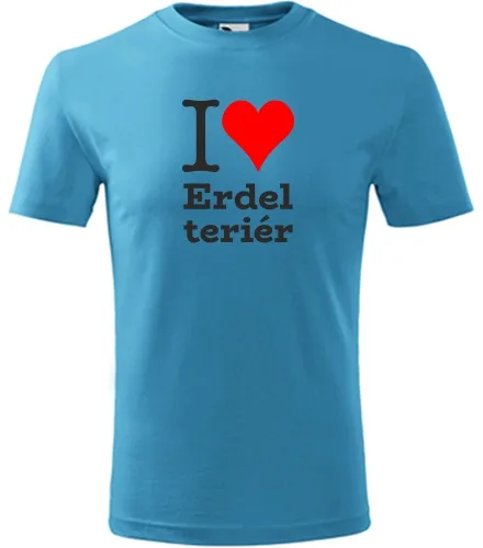 Tyrkysové dětské tričko I love Erdel teriér
