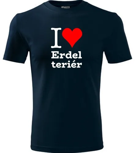 Tmavě modré tričko I love Erdel teriér