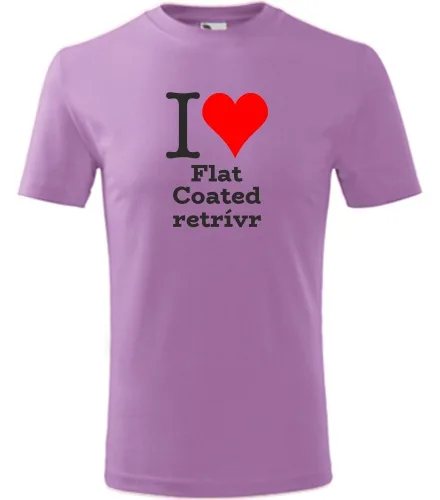 Fialové dětské tričko I love Flat Coated retrívr