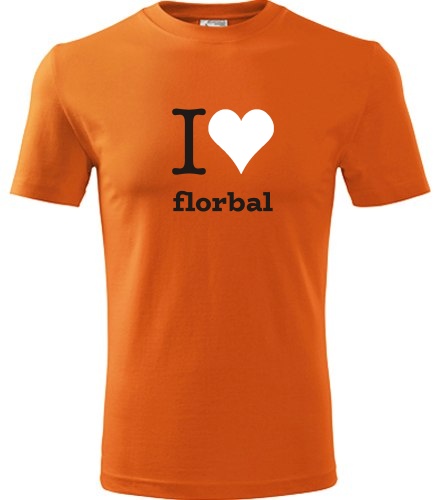 Oranžové tričko I love florbal