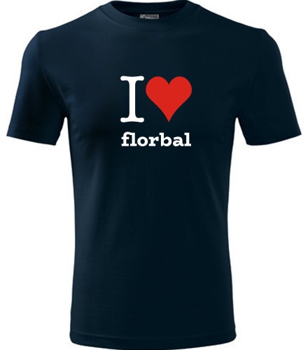 Tmavě modré tričko I love florbal