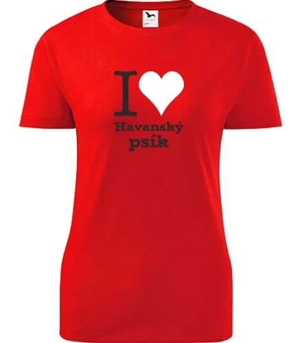 Červené dámské tričko I love Havanský psík
