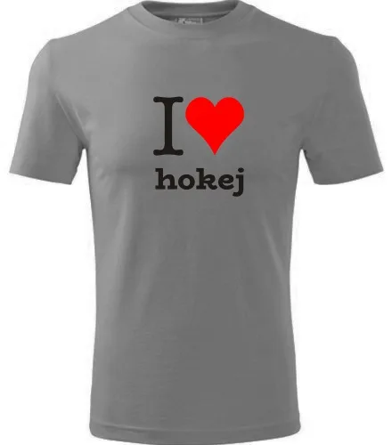 Šedé tričko I love hokej