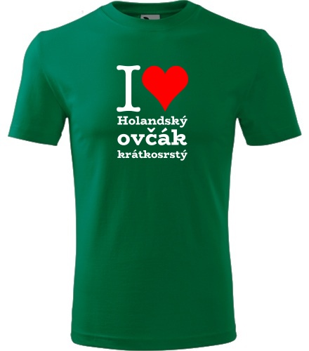 Zelené dětské tričko I love Holandský ovčák krátkosrstý