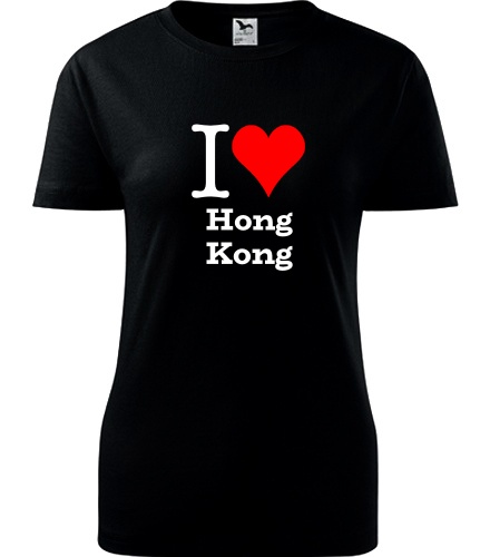 Černé dámské tričko I love Hong Kong
