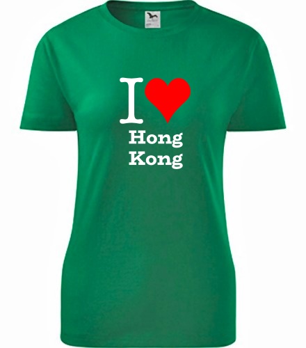 Zelené dámské tričko I love Hong Kong