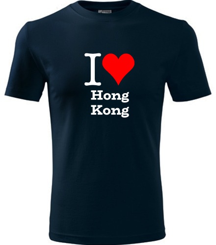 Tmavě modré tričko I love Hong Kong