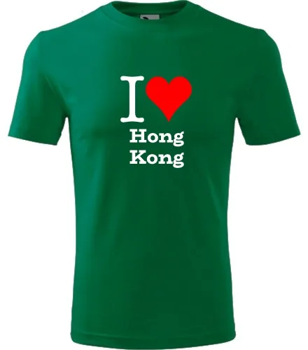 Zelené tričko I love Hong Kong