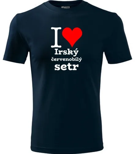Tmavě modré dětské tričko I love Irský červenobílý setr